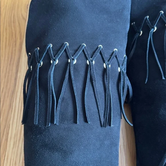 Rebecca Minkoff Black Over the Knee Fringe Boots, 8 - Picture 6 of 9
